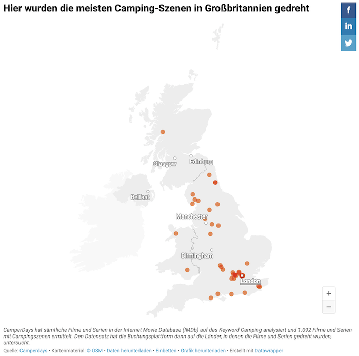 Hier wurden die meisten Camping-Szenen in Großbritannien gedreht