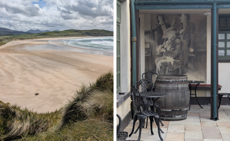 Strand und Pub in Donegal im Norden Irlands