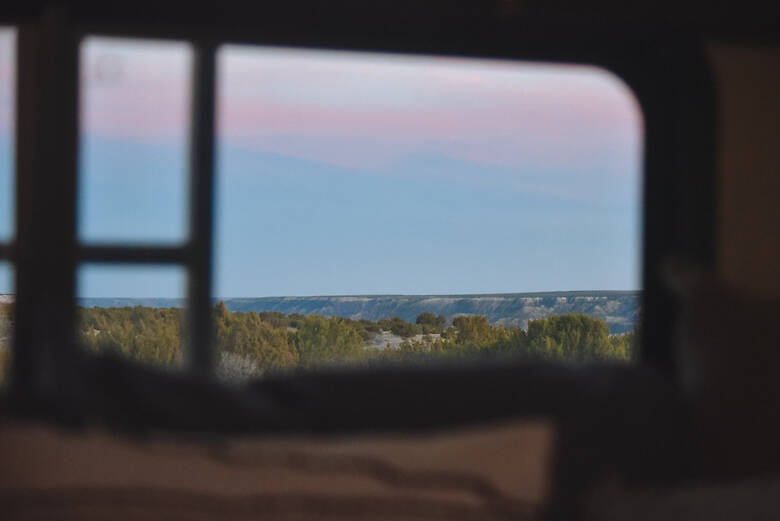 Camping in Texas bei Sonnenuntergang 