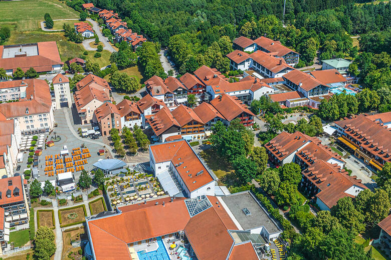 Das Kurzentrum von Bad Griesbach im Rottal von oben