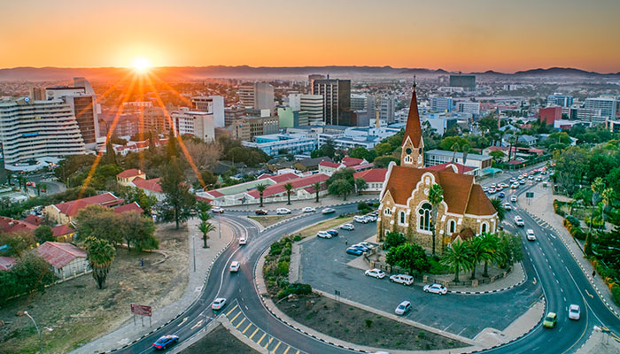 Vue aérienne de la capitale de la Namibie - Windhoek, Namibie