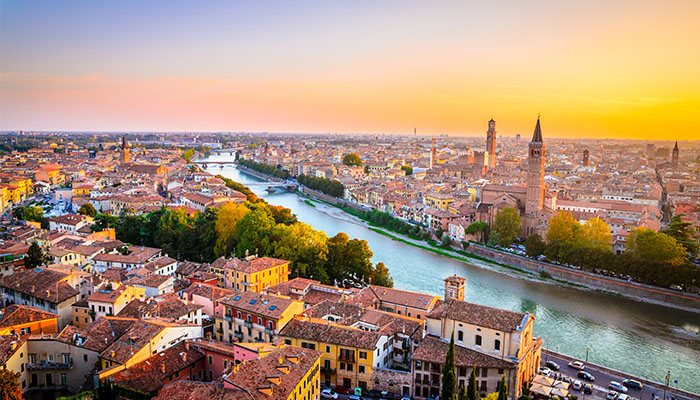 Veduta aerea di Verona, regione Veneto, Italia.