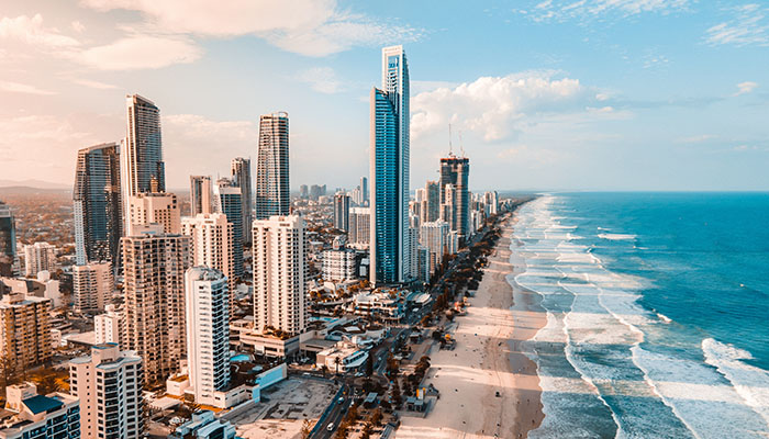 A drone image of surfers paradise, Gold Coast Australia