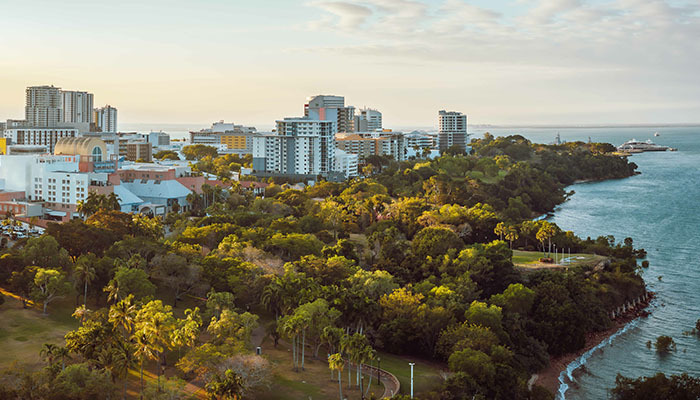 Aerial view over Darwin, Australia