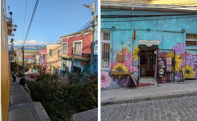 Bunte Häuser in Valparaíso in Chile