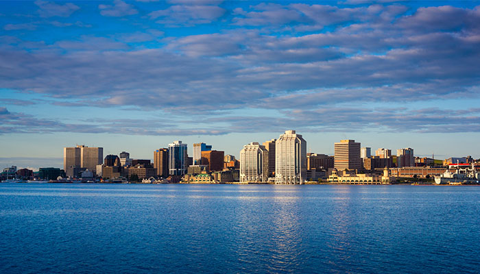 Downtown Halifax with the waterfront and the Purdy's Wharf, Nova Scotia, Canada.