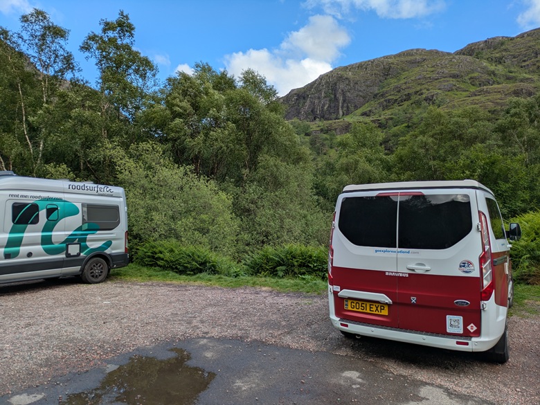 Camper im Tal von Glen Nevis in Schottland