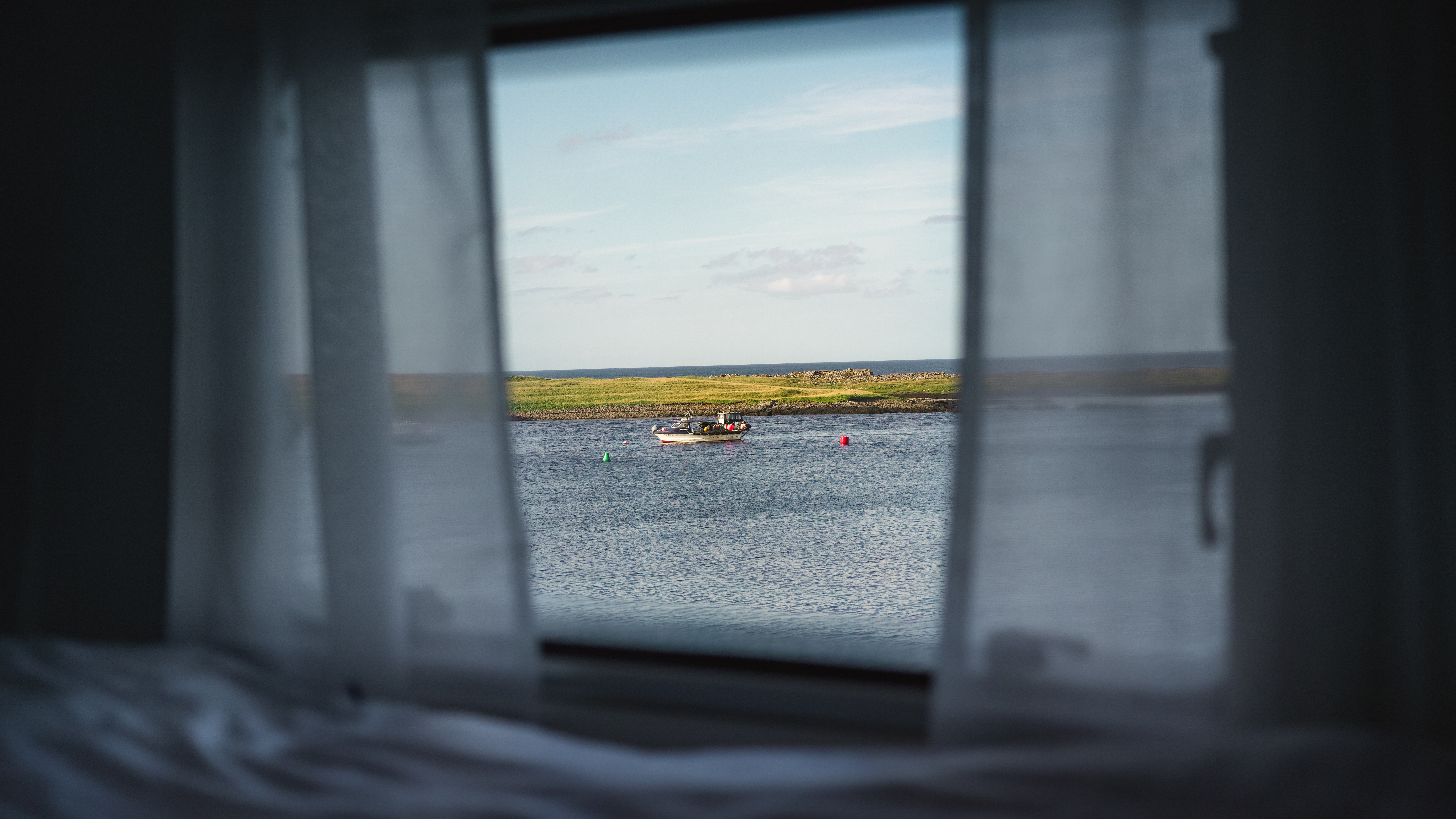 View from camper window to the scottish sea