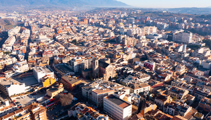 Fotografía aérea de Granollers en Cataluña, España.