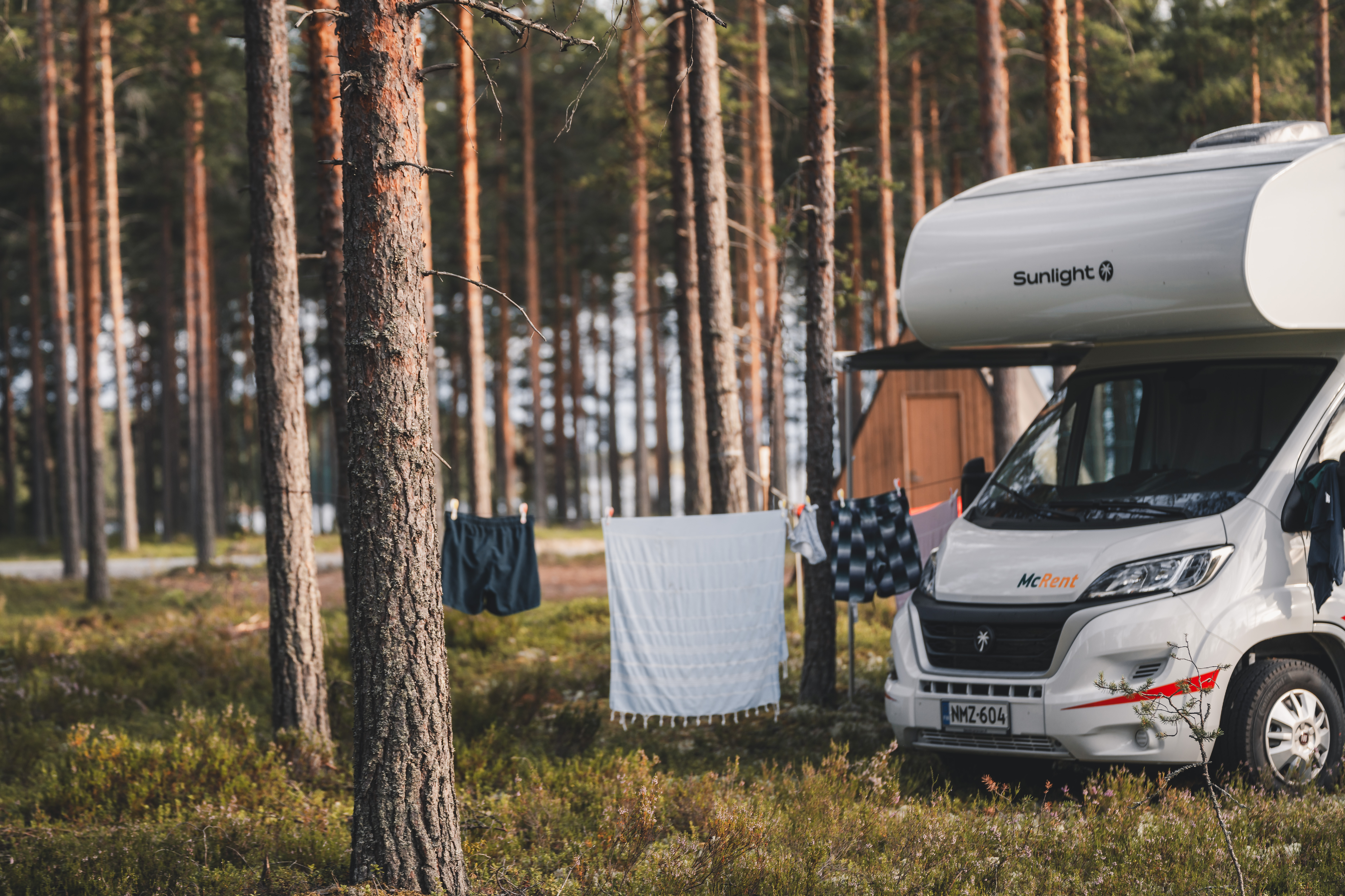 Wäscheleine am Wohnmobil