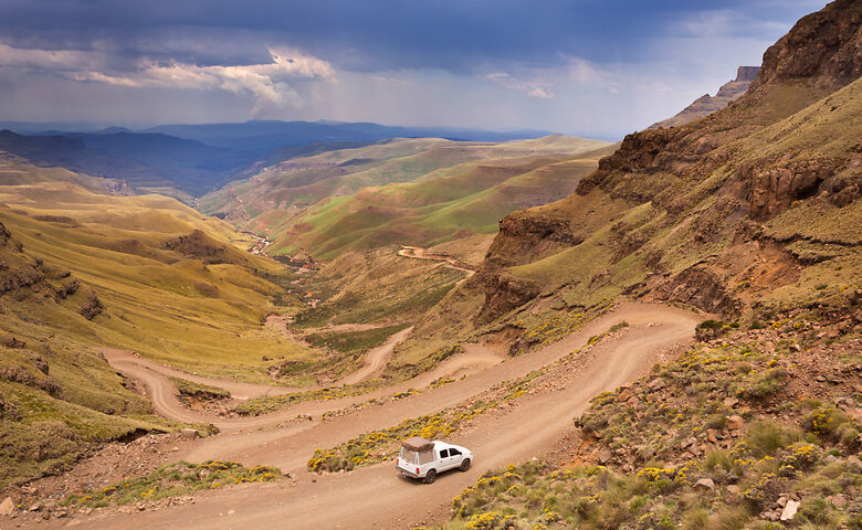 Camper auf dem Sanipass in Südafrika