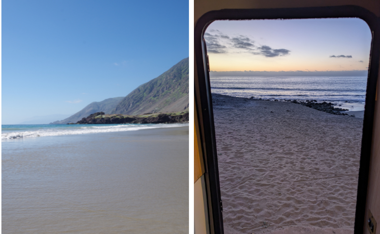 Campen am Strand von Taltal in Chile