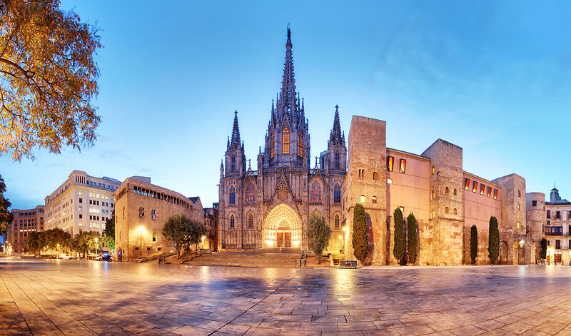 Das gotische Viertel in Barcelona in den Abendstunden