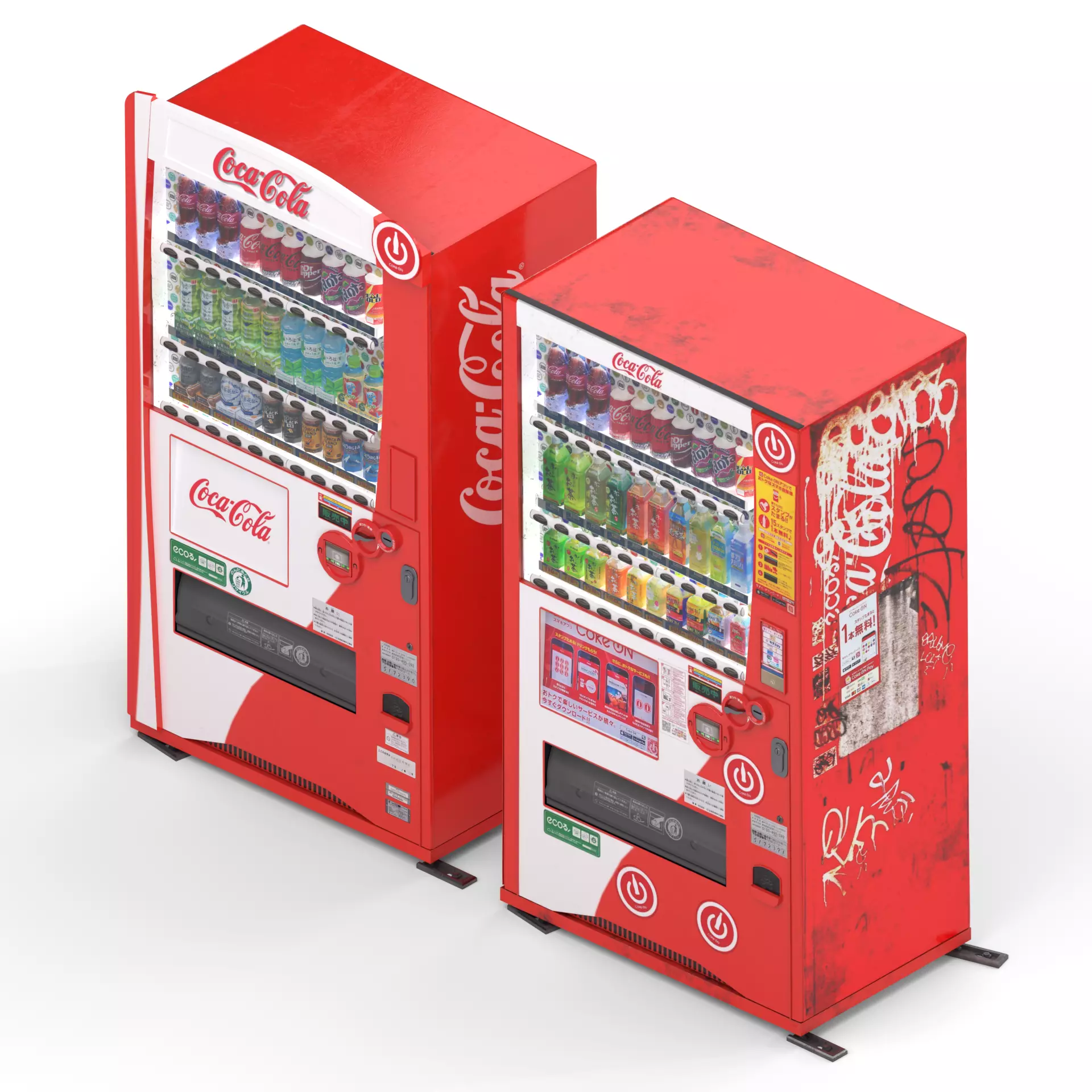 Japanese Coca-Cola Vending Machine Pack - 3D Model Render 1