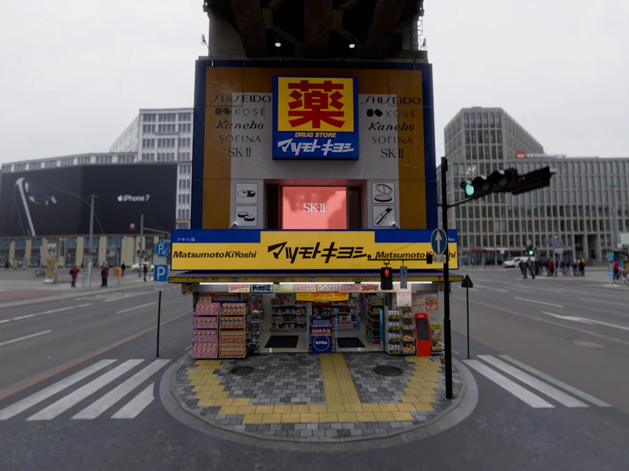 Wide view of the Akihabara corner where the JR train passes overhead