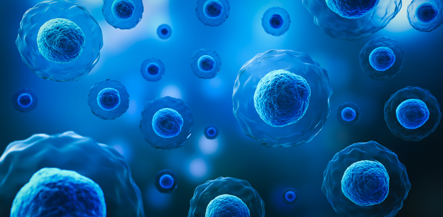 Blue textured human cells graphic