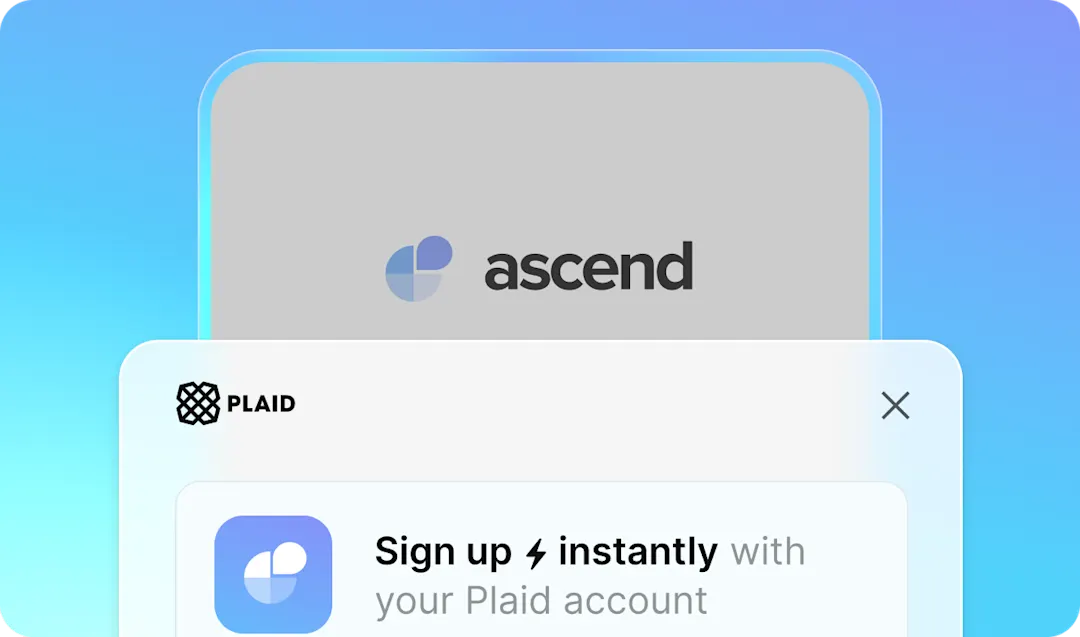 Plaid Layer demo enabling instant signup with a Plaid account to capture verified identity, contact, and bank data for faster financial onboarding.