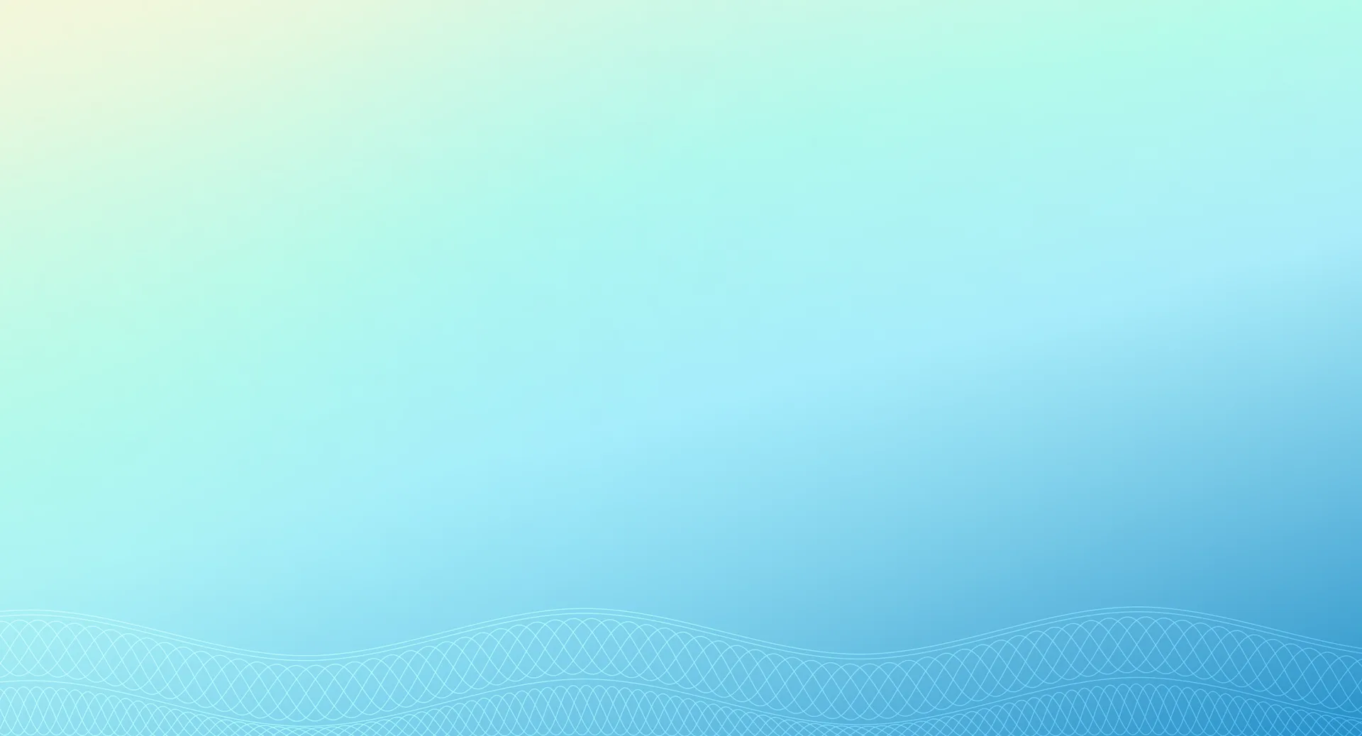 Blue and green gradient background with guilloche pattern overlay at the bottom