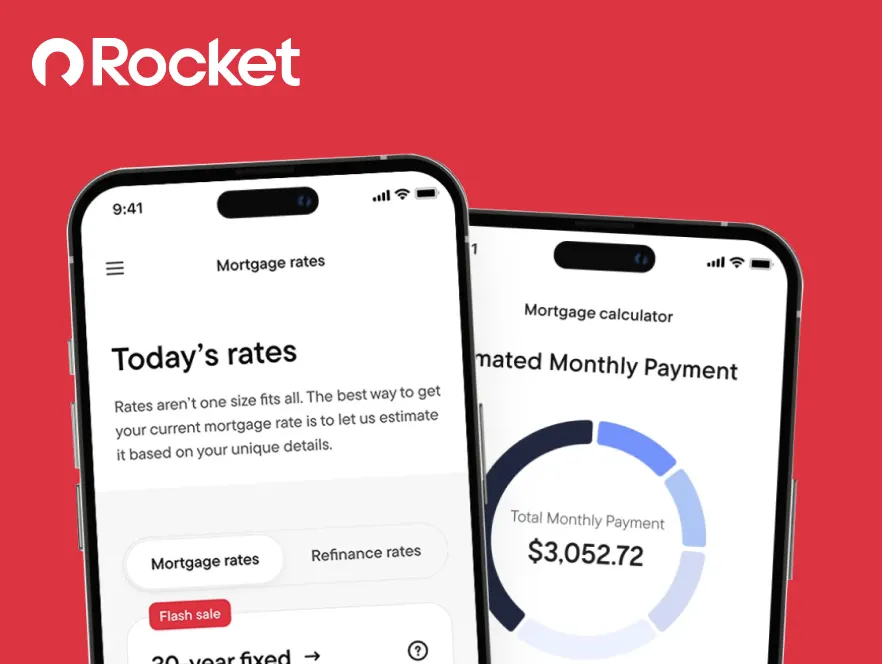 red background, phone UI
