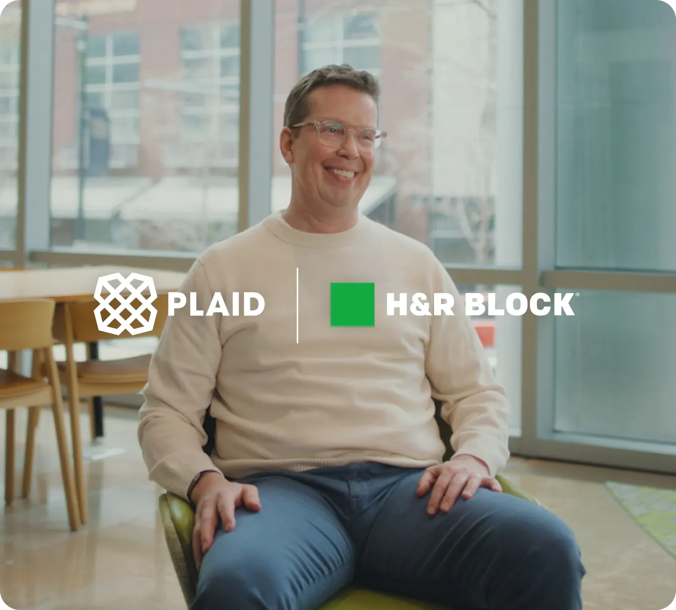 Plaid x H&R Block Powered by Plaid image with John Thompson, VP of Financial Services, H&R Block