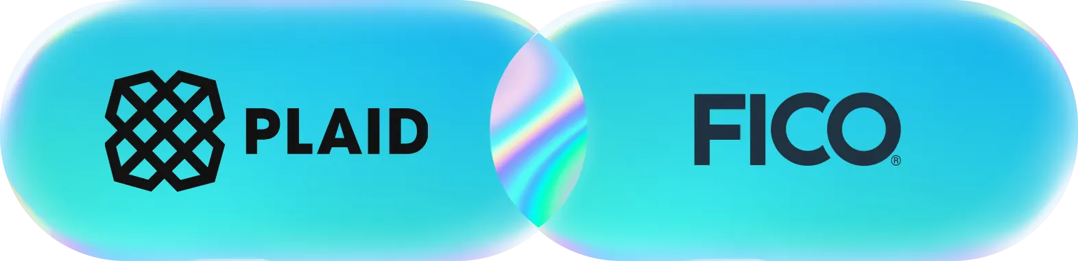 Plaid logo and FICO logo in concentric overlapping circles like a Venn diagram