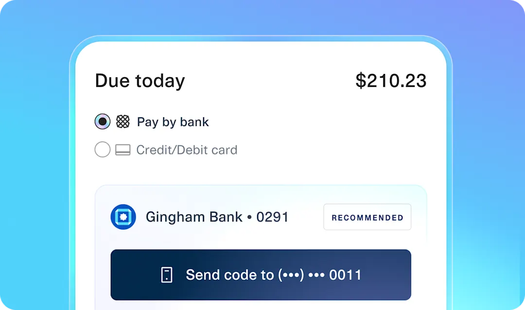 Plaid Transfer demo enabling businesses to send and receive ACH bank payments with built-in account linking, authorization, and return risk management.