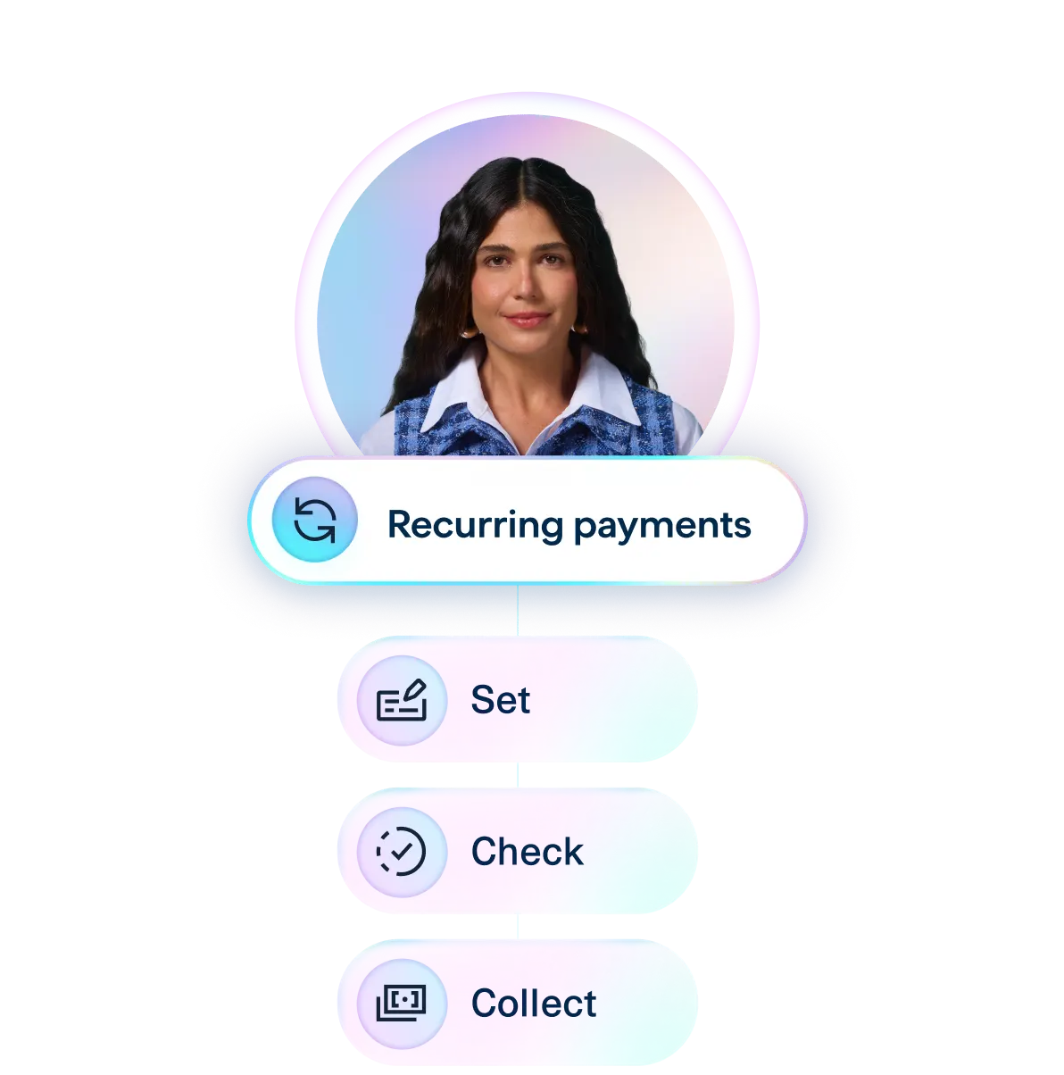 Composite illustration of using pay by bank for bill pay or recurring bills like auto payments