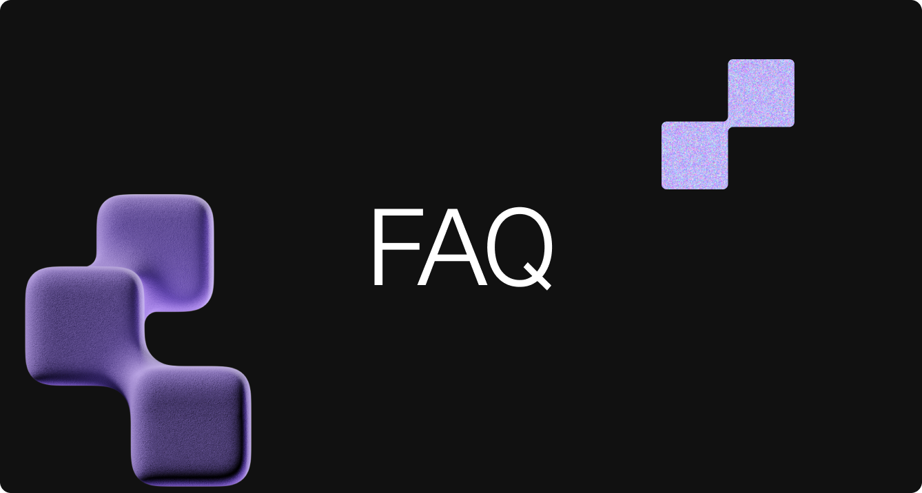 Plaid Effects 2024 - black background with purple squares - FAQ section header