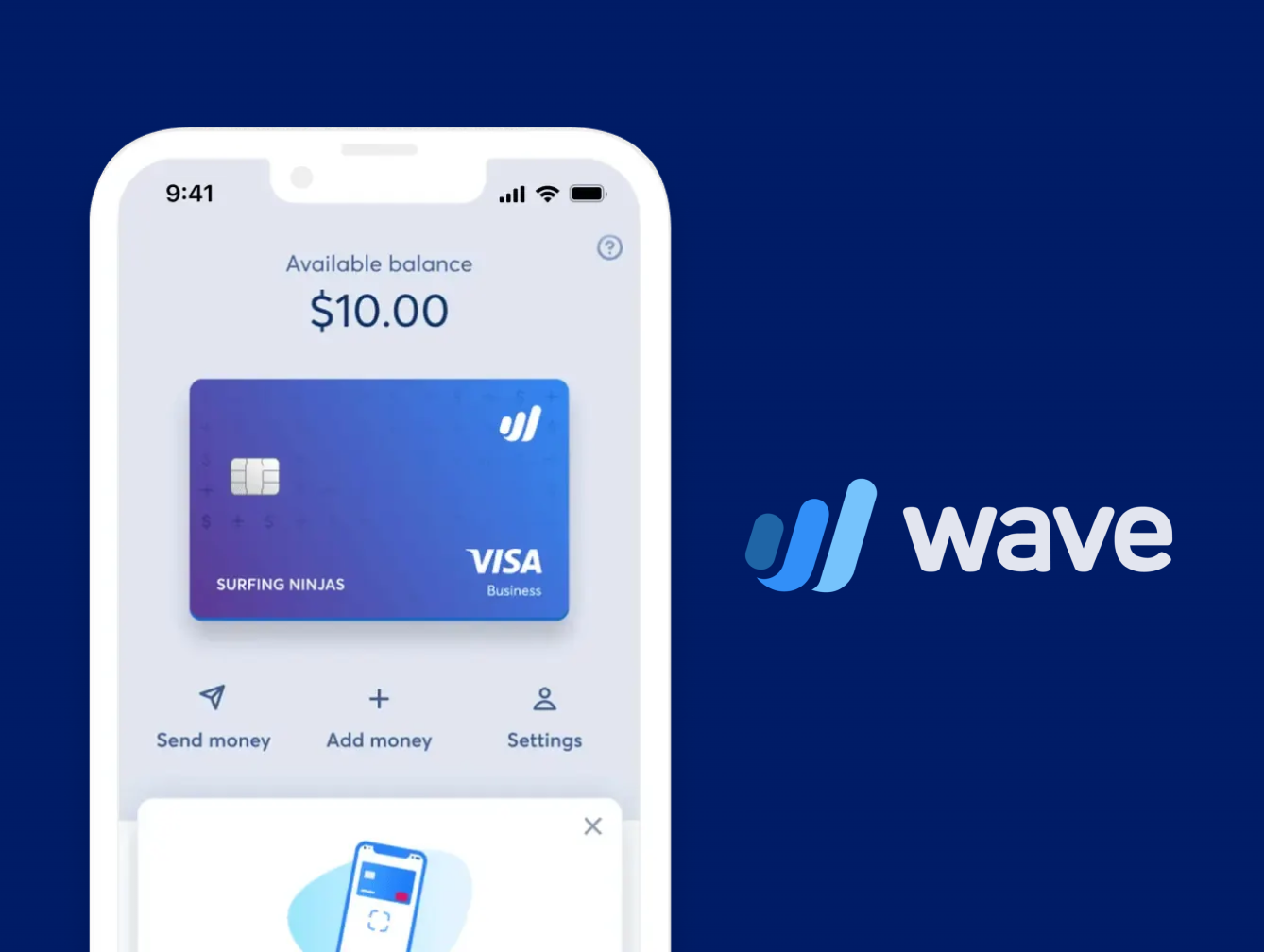 blue background with credit card