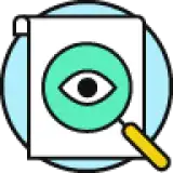 eye inside a magnifying glass - monitor logo
