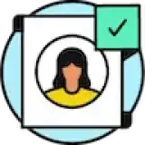 woman with checkmark identity logo