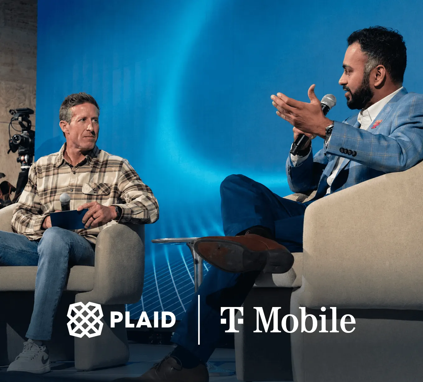Plaid and T-Mobile leaders in conversation onstage about using data, AI, and customer insights to improve financial services.