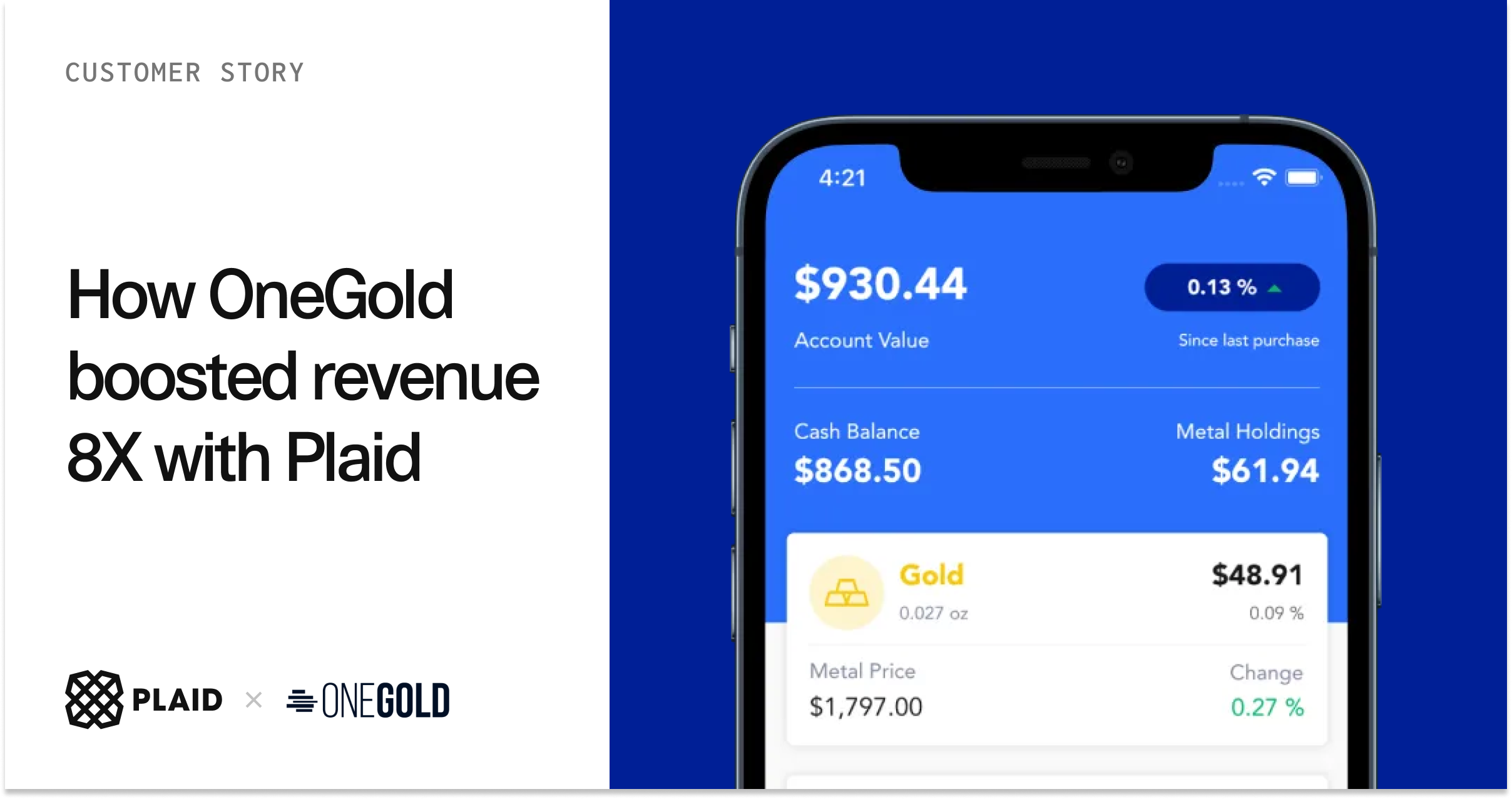 OneGold - Propelling growth of precious metal investing | Plaid