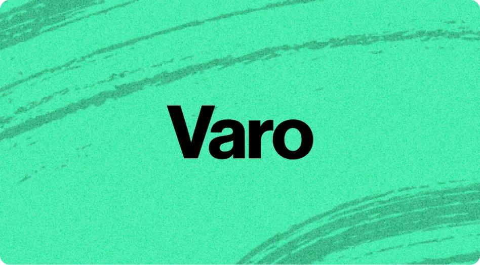 varo logo on green background with brushstroke