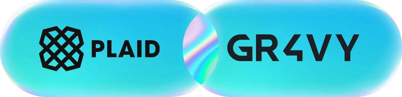 Plaid logo and gra4vy logo in concentric overlapping circles like a Venn diagram 