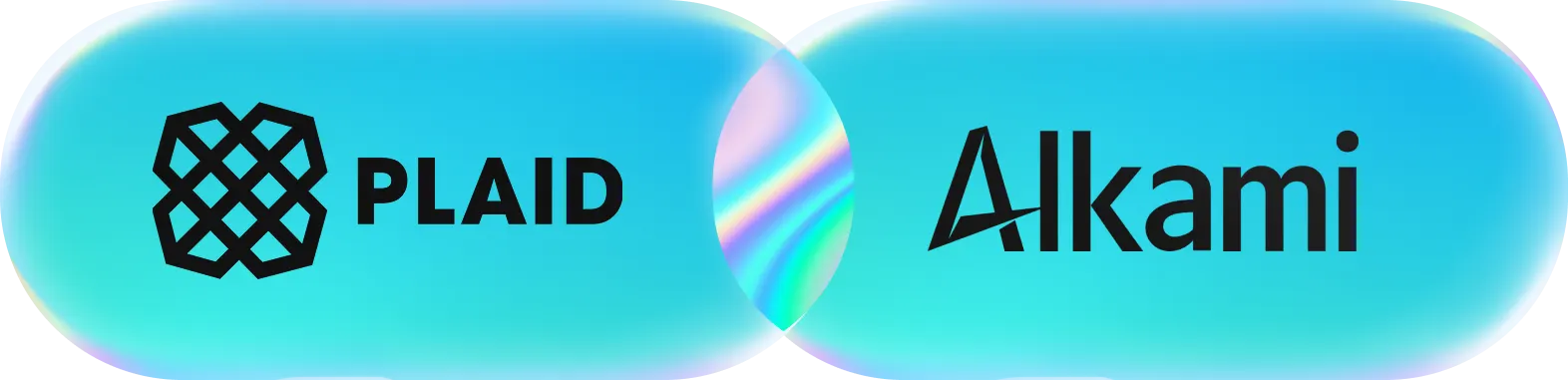 Plaid logo and Alkami logo locked in concentric overlapping circles like a Venn diagram 
