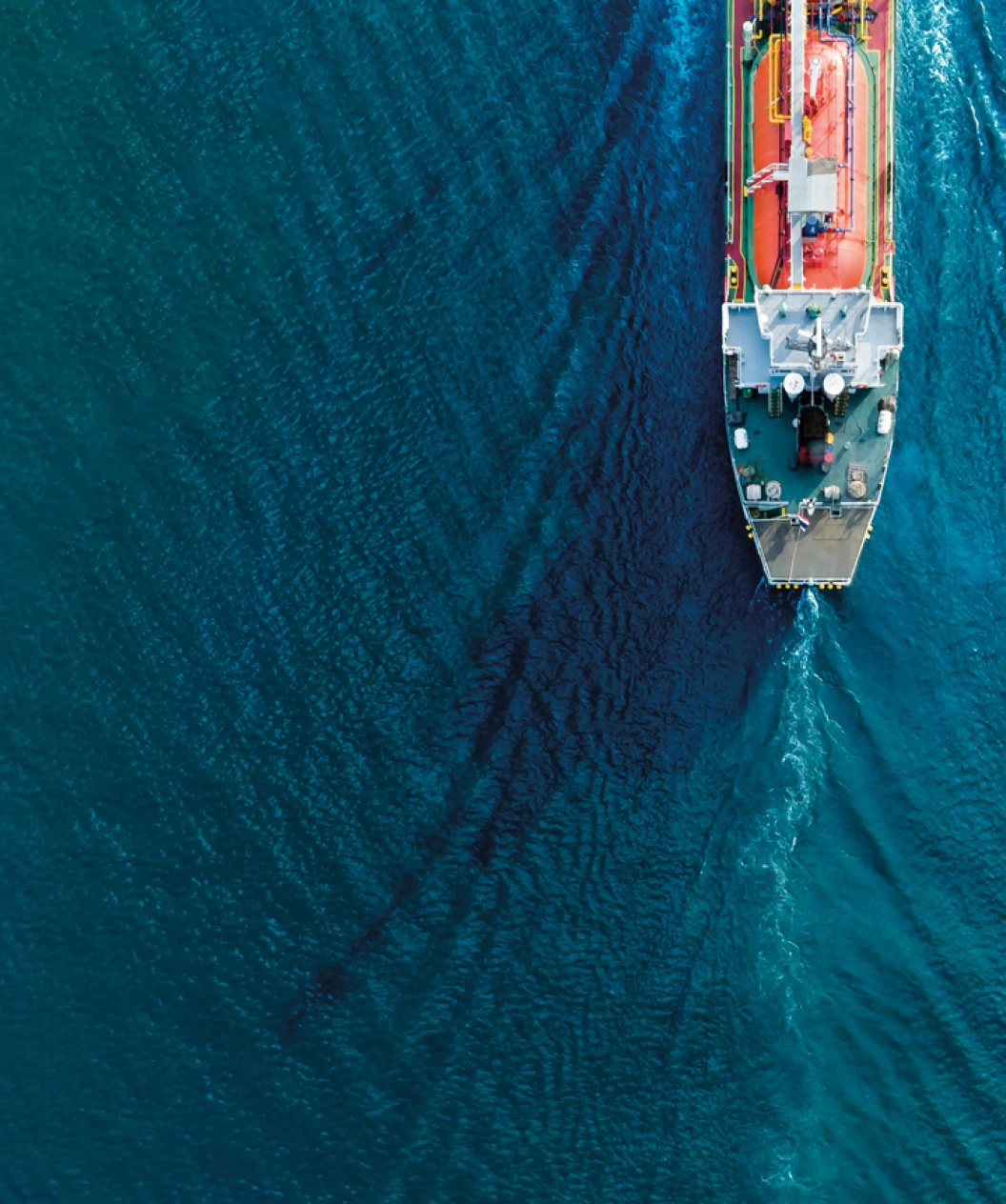 Arial view of a ship in the ocean