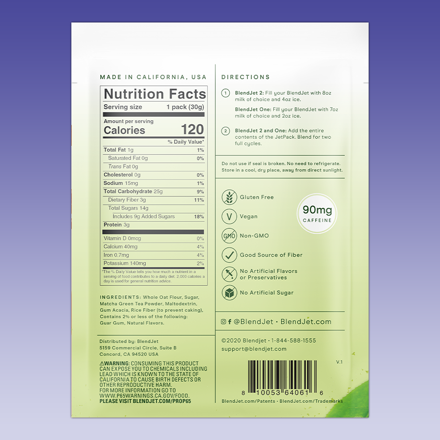 Matcha-Green-Tea-JetPack-Latte Nutrition Facts