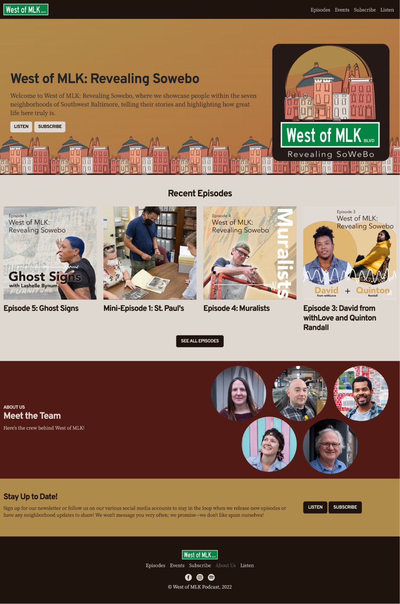Homepage of the West of MLK podcast.