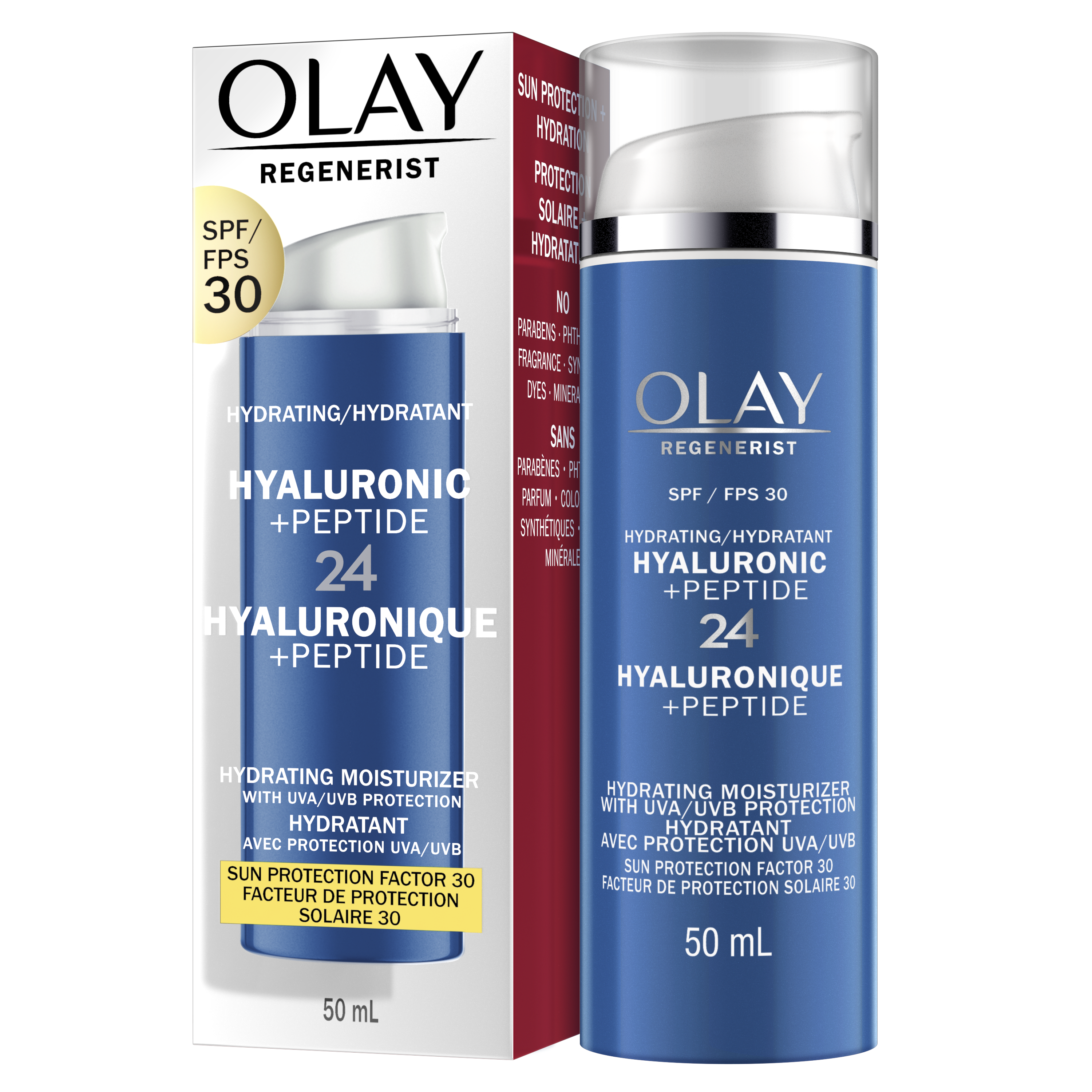 Hydratant Olay acide hyaluronique + peptide 24 - FPS 30