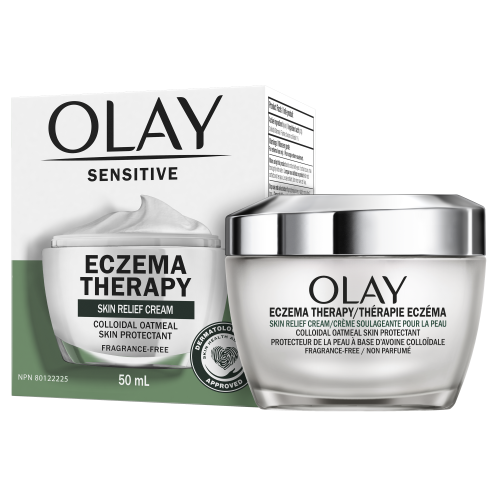 Olay Sensitive Eczema Therapy Face Moisturizer Skin Relief Cream, 50mL Fragrance-Free with Colloidal Oatmeal