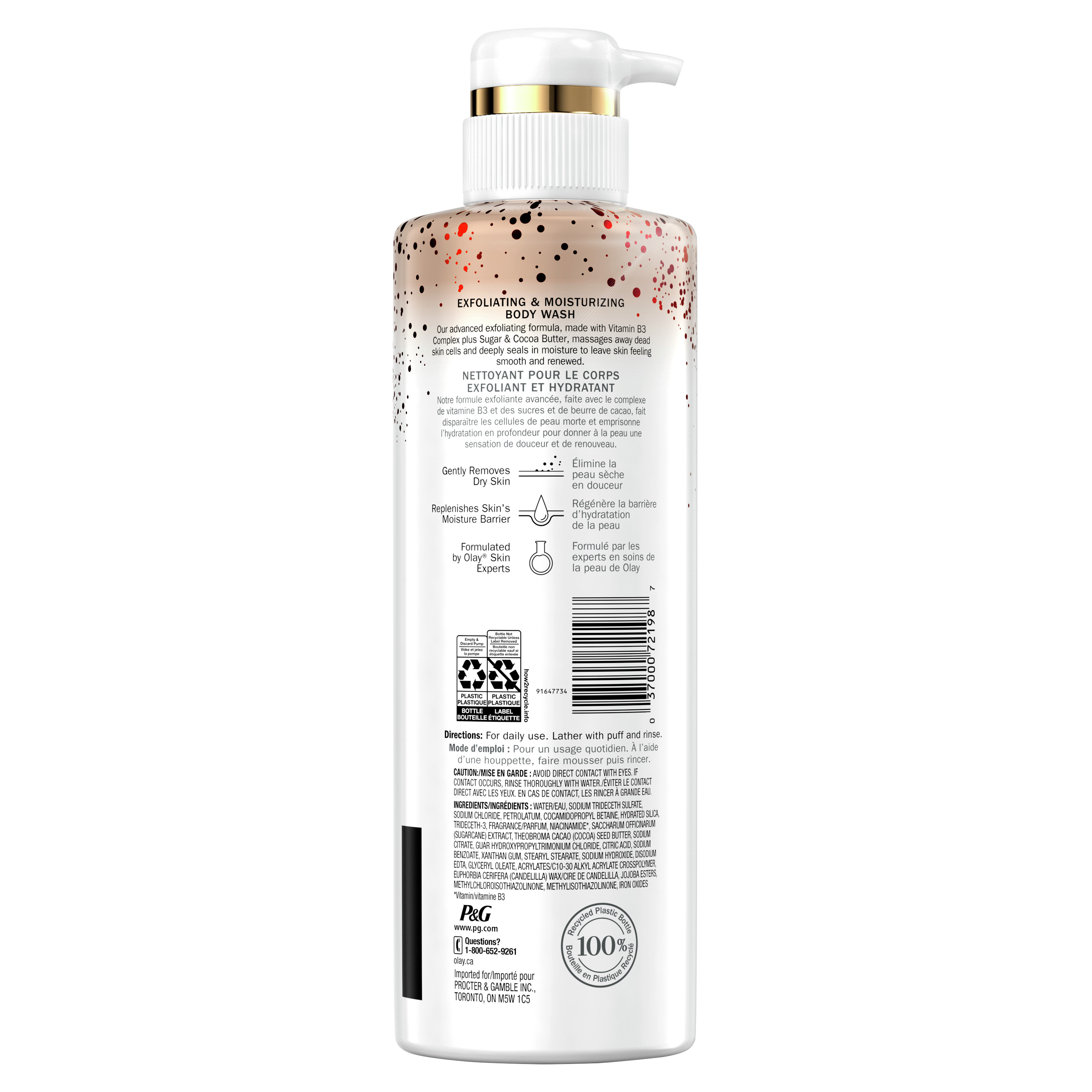 Olay Exfoliating & Moisturizing Body Wash with Sugar, Cocoa Butter and Vitamin B3