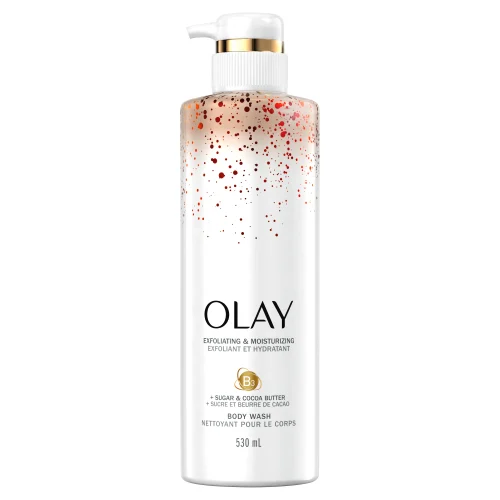 Nettoyant pour le corps exfoliant et hydratant Olay avec sucre, beurre de cacao et vitamine B3