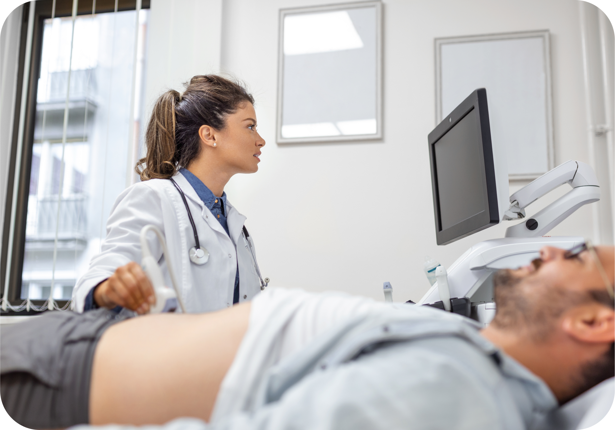 Doctor making an ultrasound test on a patient