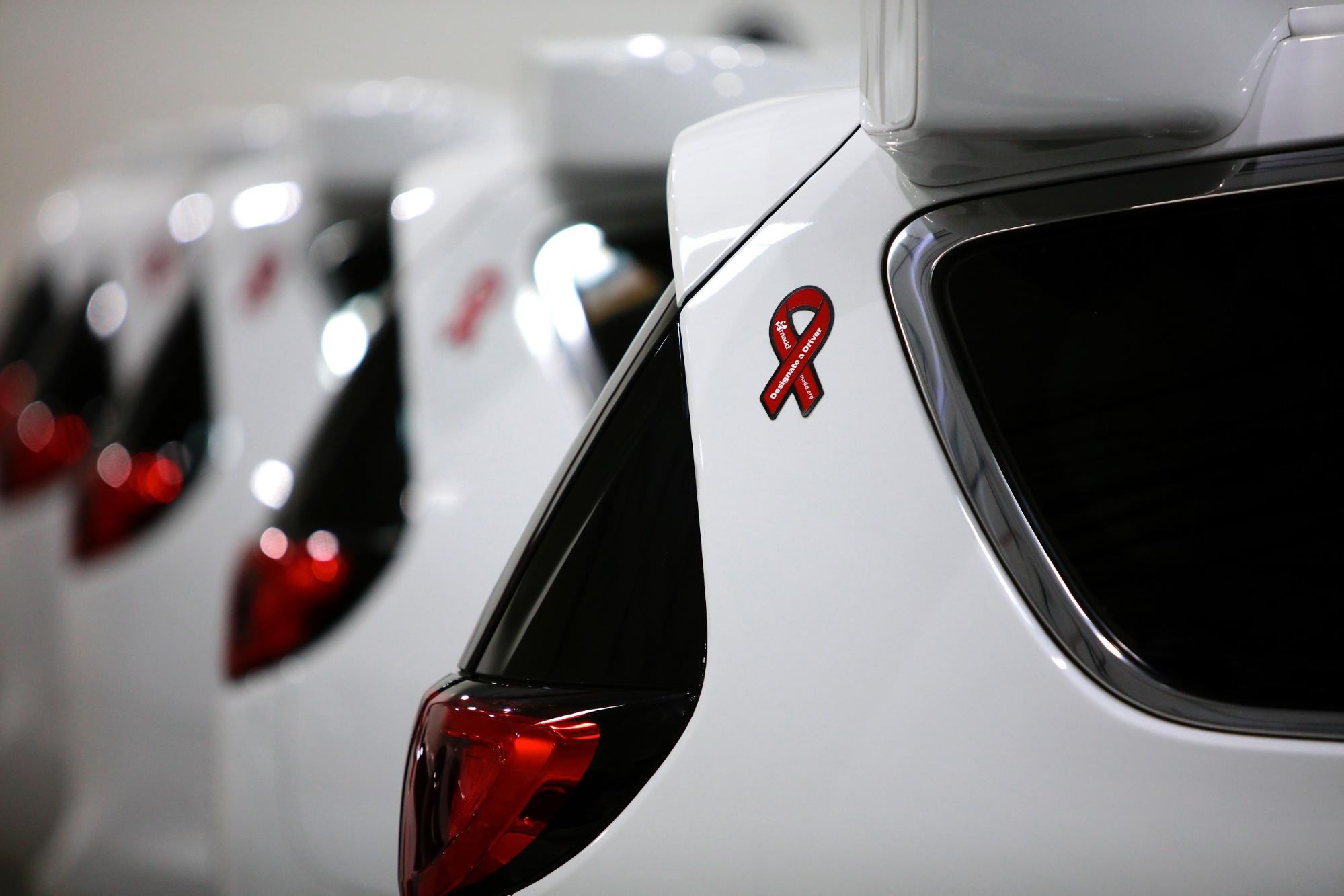 Ribbon on a car for MADD and Waymo collaboration