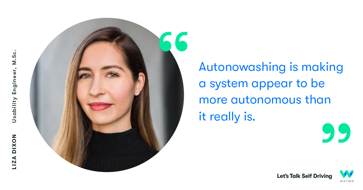 Headshot of Liza Dixon with quote on autonomous driving