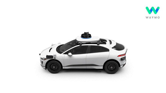 GIF of sensors around Waymo car