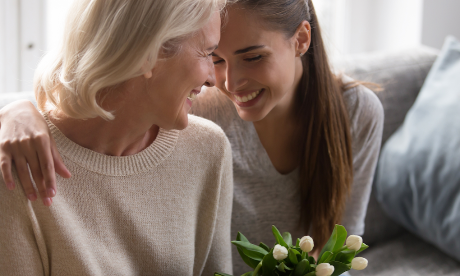 Happy mom and daughter