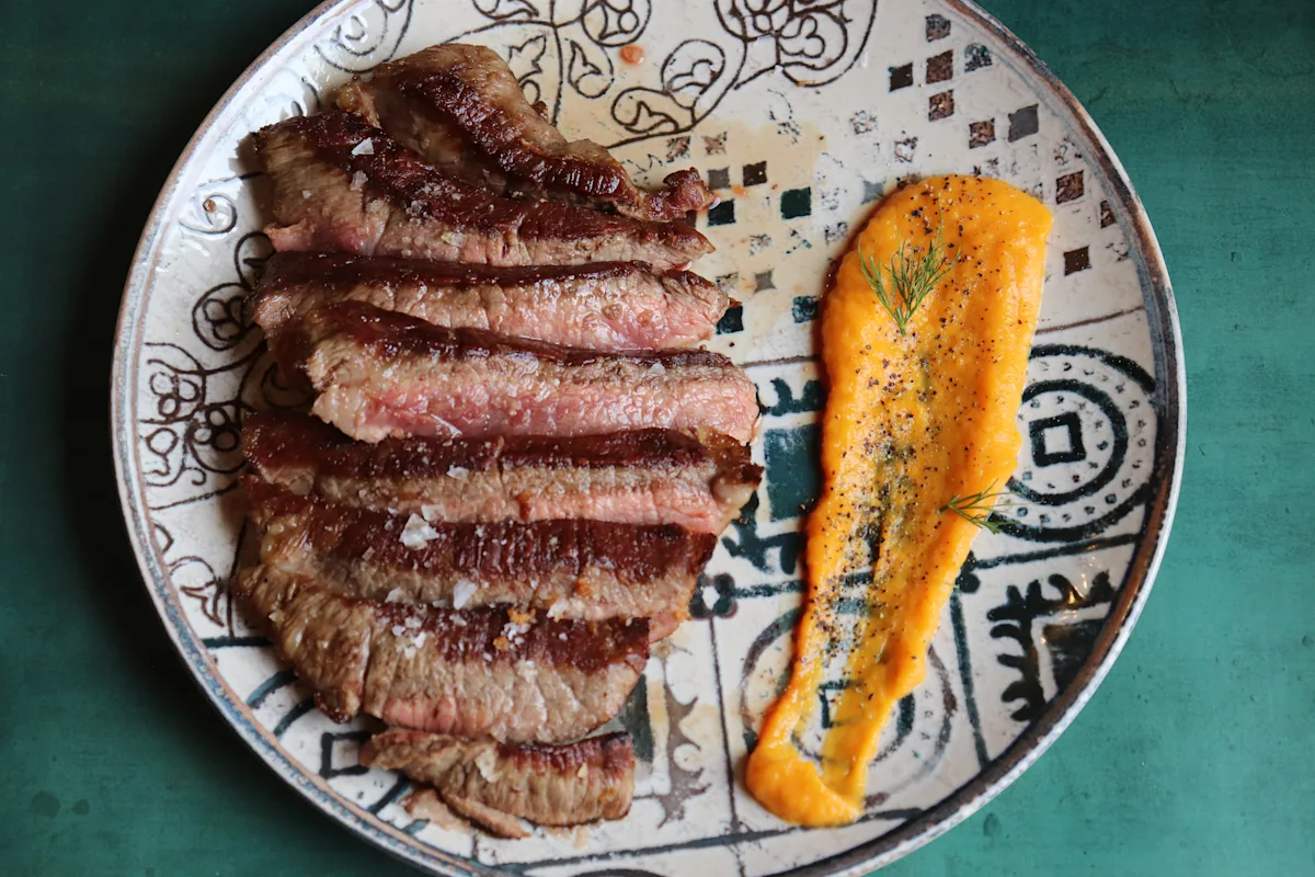 Presa ibérica y calabaza