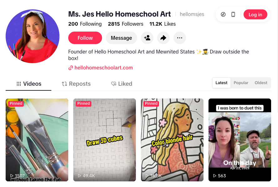 Jess Sudbrink TikTok Page